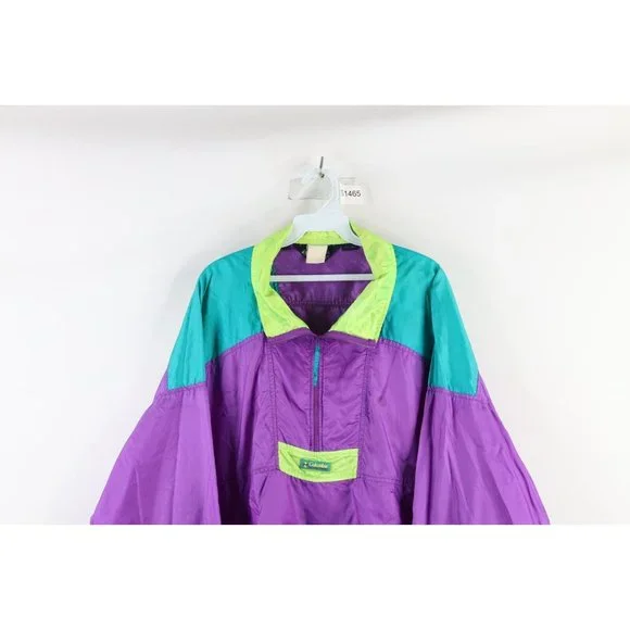 Vintage 90s Columbia Mens Size XL Distressed Spell Out Half Zip Pullover Jacket - Picture 2 of 10